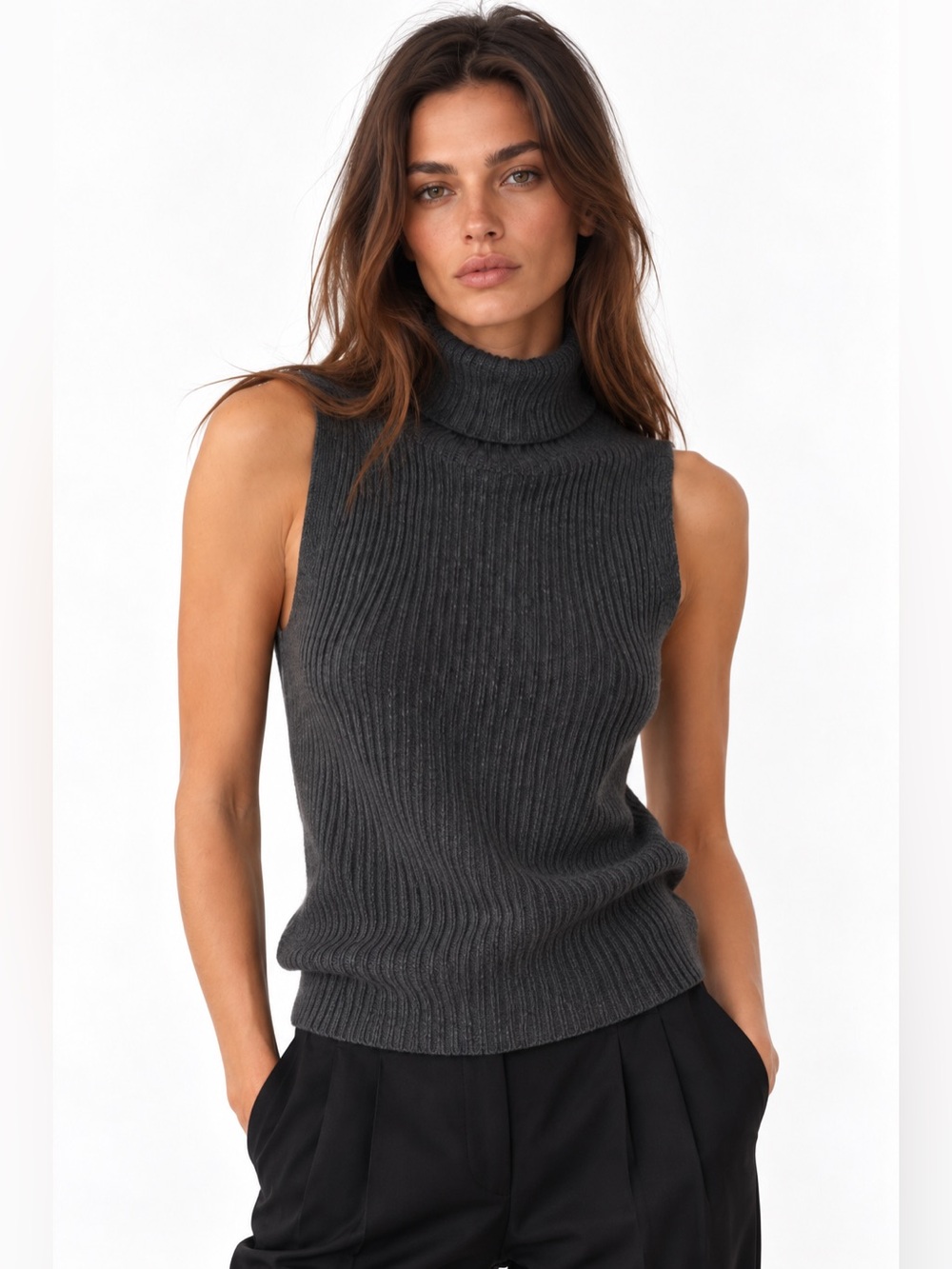 NWOT NAKEDCASHMERE 100% Cashmere Sleeveless Turtleneck Sweater XS